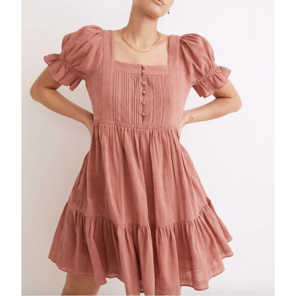 Madewell Dresses & Skirts - NWT Madewell Puff-Sleeve Drawstring Mini Dress size large